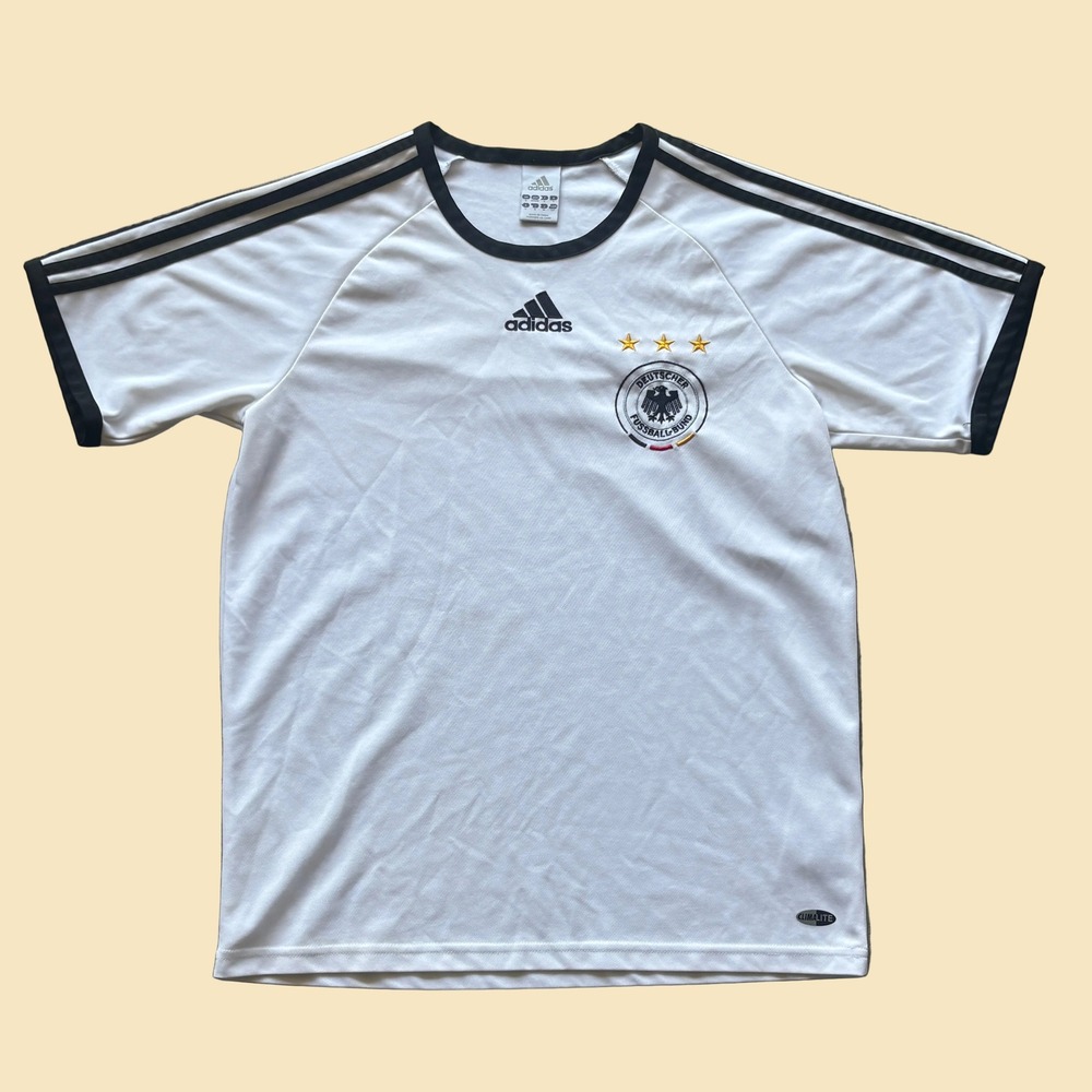Adidas Germany DFB Soccer Jersey Mens Small White Black Climalite Training Shirt